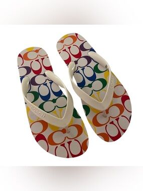 Coach women’s Multicolor Flip Flops - NWOT - size 8